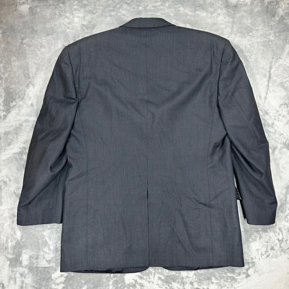 Hart Schaffner & Marx Boardroom Blazer Mens 44L Gray Virgin Wool 3 Button Jacket